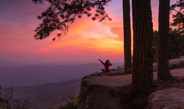 Beautiful sunset above the high mountain