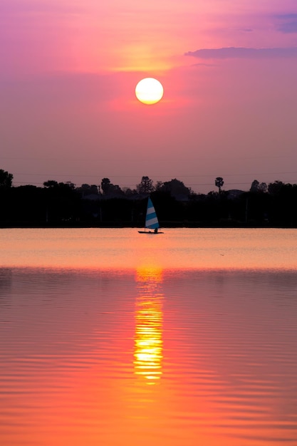 beautiful sunset over lake