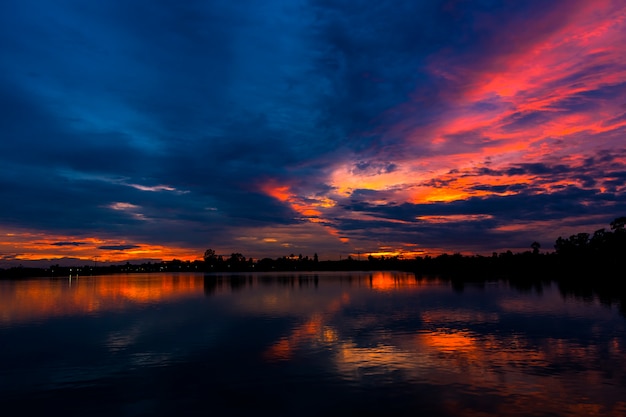 Beautiful sunset at the lake.