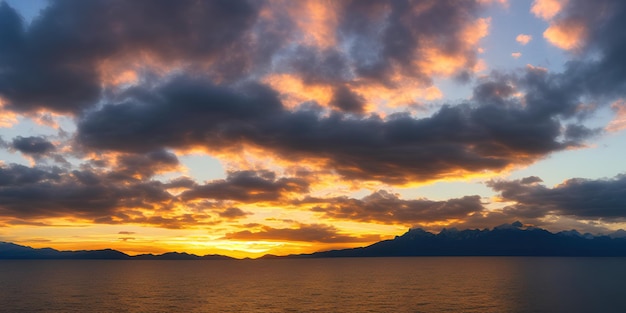 Beautiful sunset over a large lake