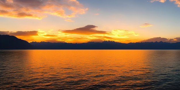 Beautiful sunset over a large lake