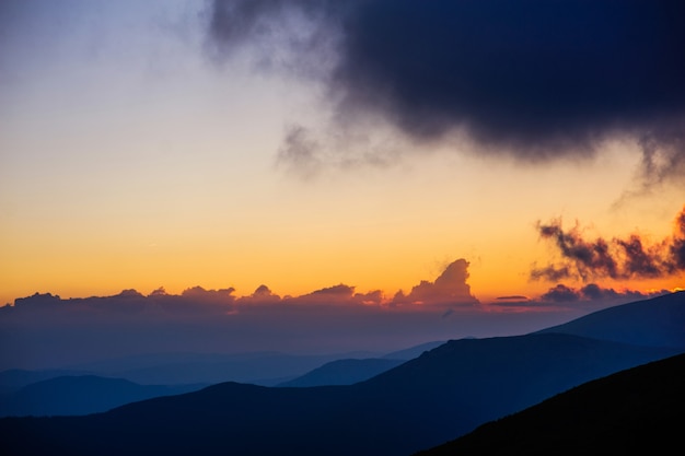 Beautiful sunset in the mountains