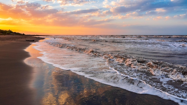 Beautiful sunset on the sea coast