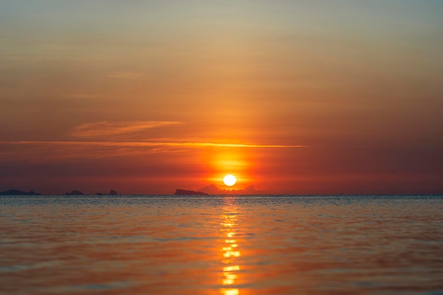 Beautiful sunset above the sea Summer vacation concept Thailand