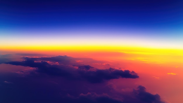 Beautiful sunset sky on the top view