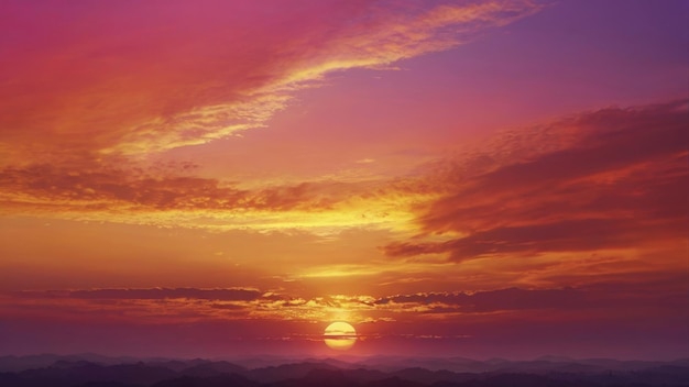 Beautiful sunset sky with orange and purple clouds Nature background