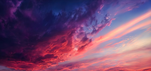 Beautiful sunset sky with pastel pink and purple colors sunset whit clouds