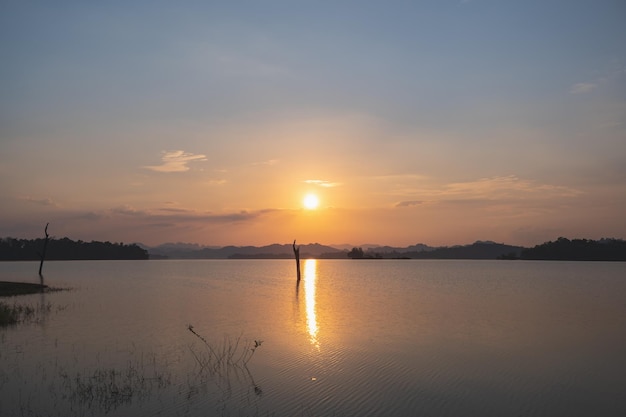 Beautiful sunset view of Pom pee view pointPom Pee viewpoint is located in Khao Laem National Park Thong Pha Phum district Kanchanaburi province