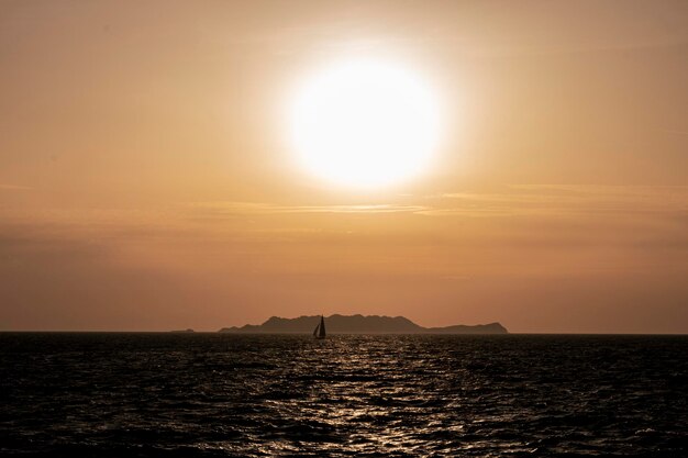 Beautiful sunset with clouds on the ocean