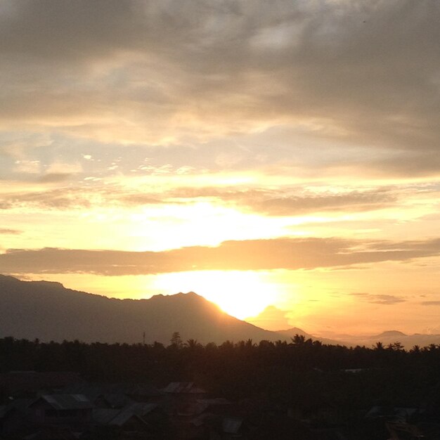 beautiful sunset with a mountain silhouette