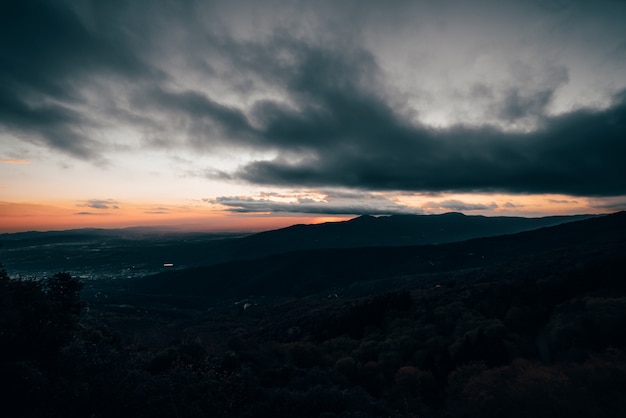 Beautiful sunset with mountains on the back