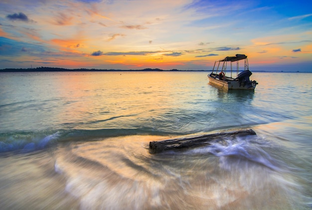 beautiful sunset with swings canoes relaxing seats on White Sand Island