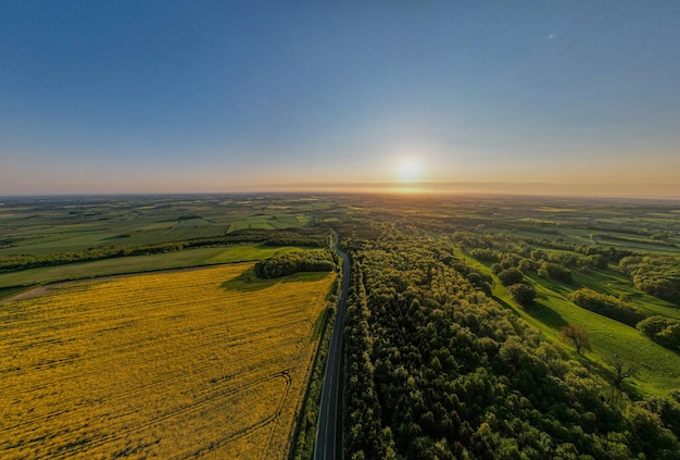 Beautiful sunset in Yorkshire taken with a drone