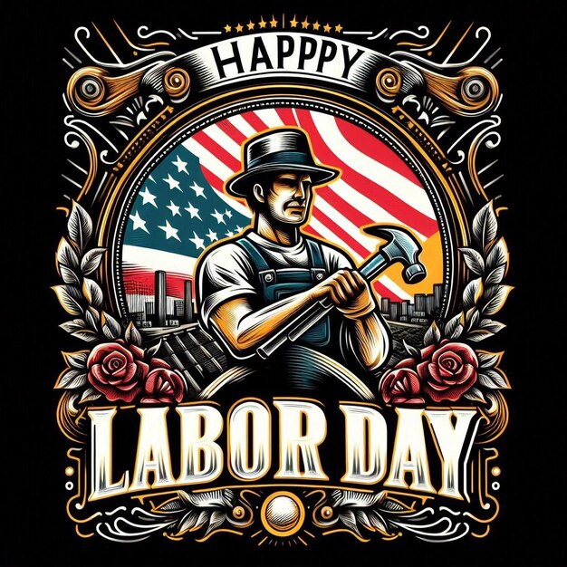 a beautiful t shirt design is for happy labor day