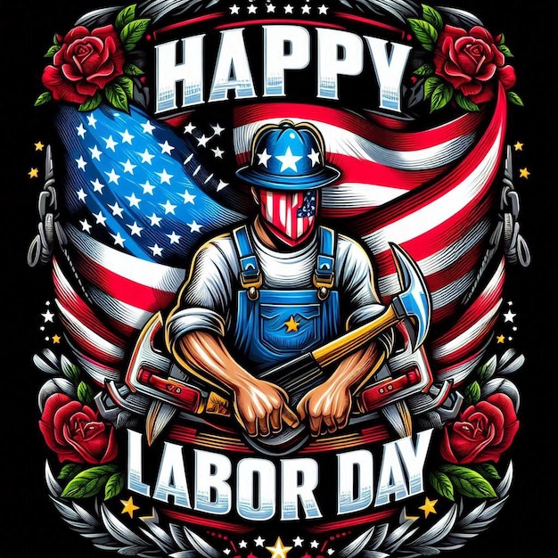 a beautiful t shirt design is for happy labor day