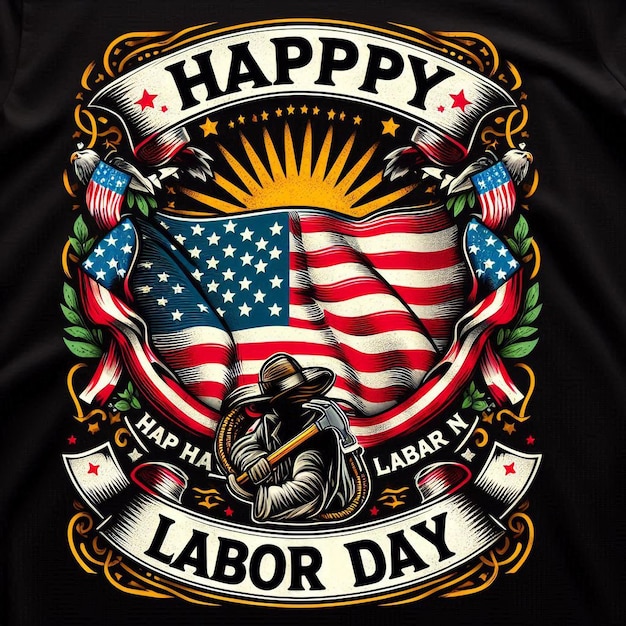 a beautiful t shirt design is for happy labor day