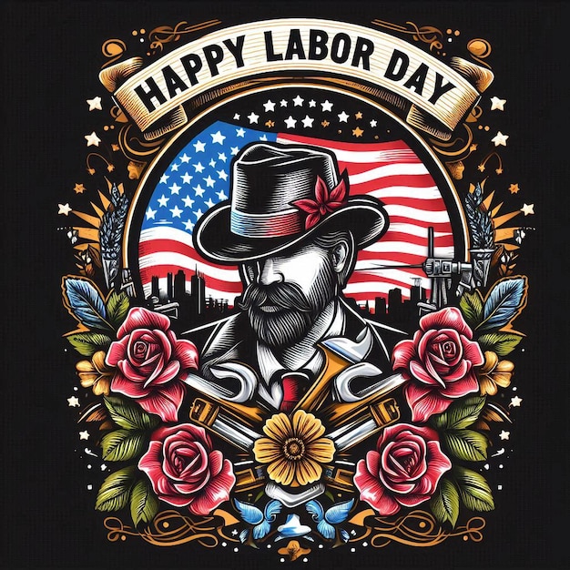 a beautiful t shirt design is for happy labor day