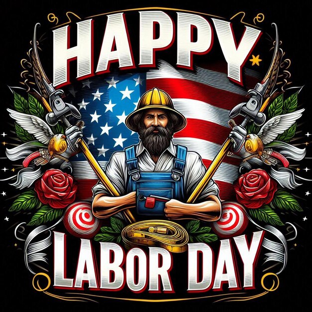 a beautiful t shirt design is for happy labor day