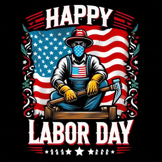 a beautiful t shirt design is for happy labor day