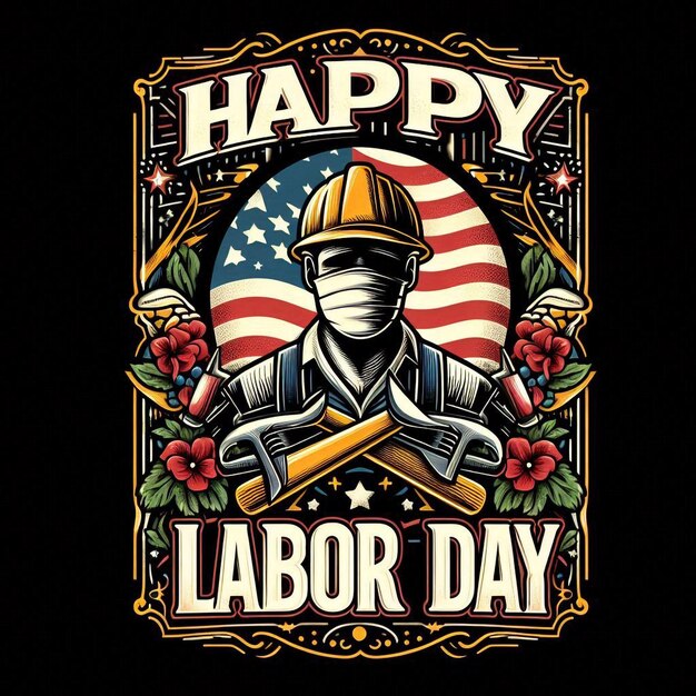 a beautiful t shirt design is for happy labor day