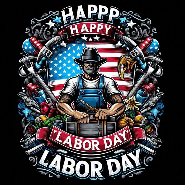 a beautiful t shirt design is for happy labor day