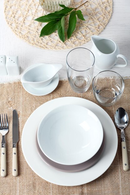 Beautiful table setting close up