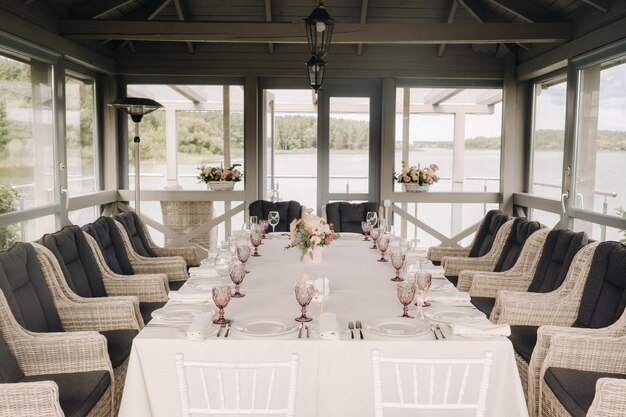 Beautiful table setting with floral decor for a holiday