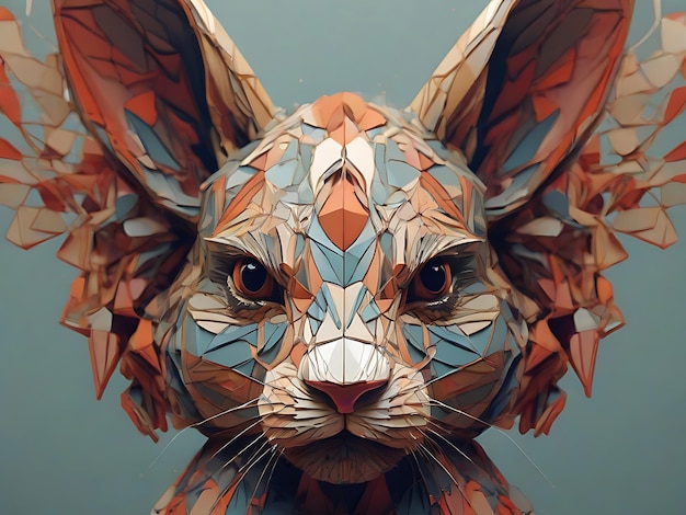 Photo beautiful terrible resemblance to rabbit head made of geometric figures