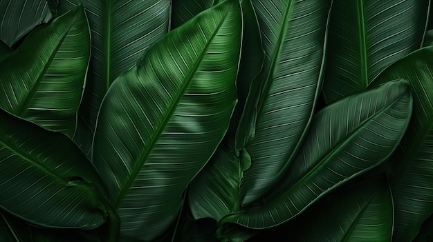 Beautiful texture of dark green tropical leaf