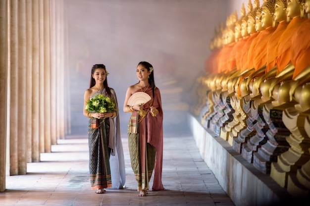 Beautiful Thai girl in Thai traditional costume