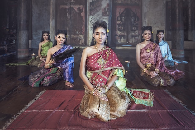 Beautiful Thai girl in Thai traditional costume