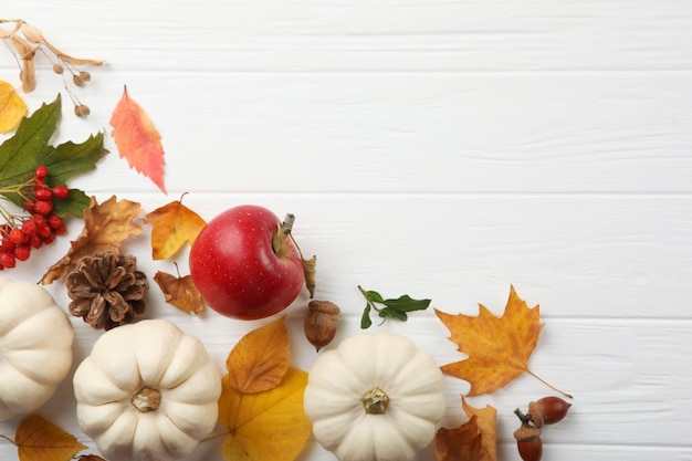 Beautiful thanksgiving background top view on a light background closeup