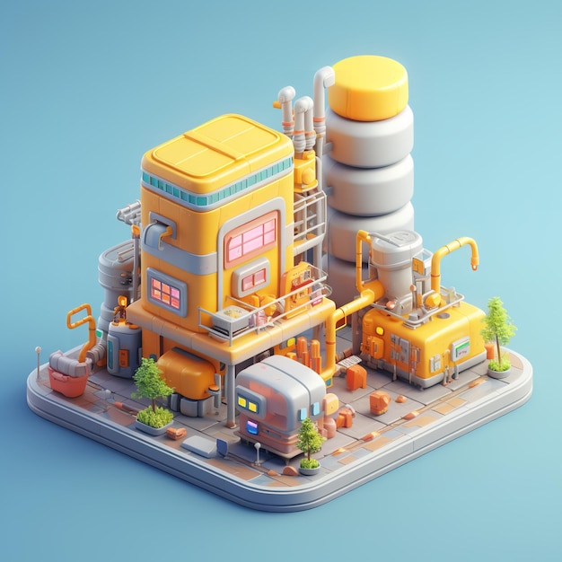 Beautiful Tiny cute isometric art isolated on transparent background