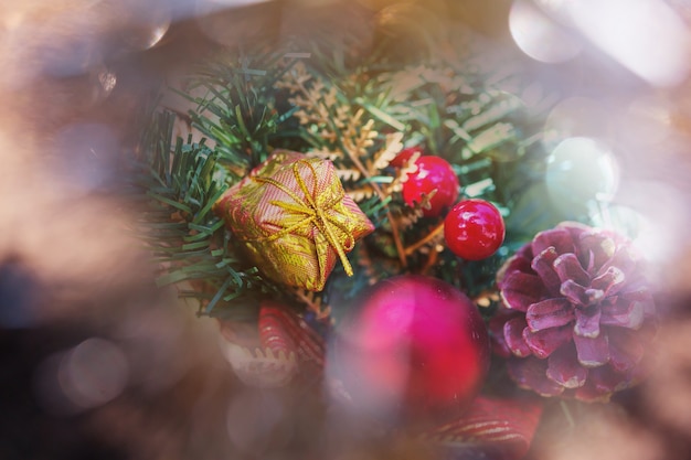 Beautiful traditional Christmas decor closeup