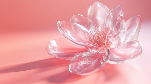 Photo a beautiful transparent flower made of plastic with translucent petals and light reflections