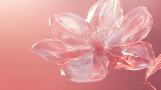 Photo a beautiful transparent flower made of plastic with translucent petals and light reflections