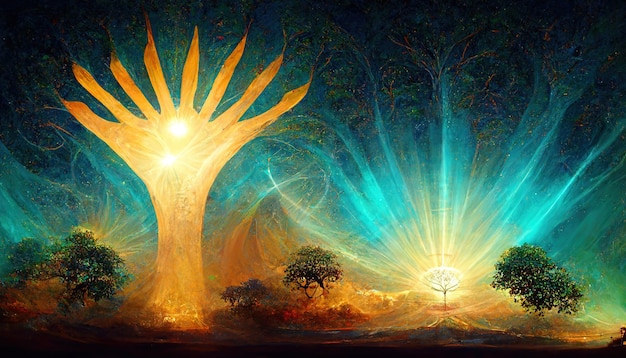 Beautiful tree of life sacred symbol Individuality prosperity and growth concept 3D illustration