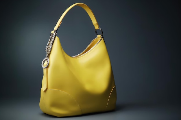 Beautiful trendy smooth youth womens handbag in bright yellow AI generated