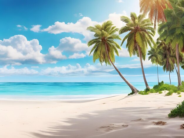 Photo beautiful tropical beach banner white sand and coco pace