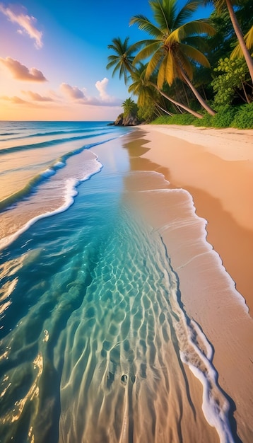 Beautiful tropical beach and sea bright colors high saturation