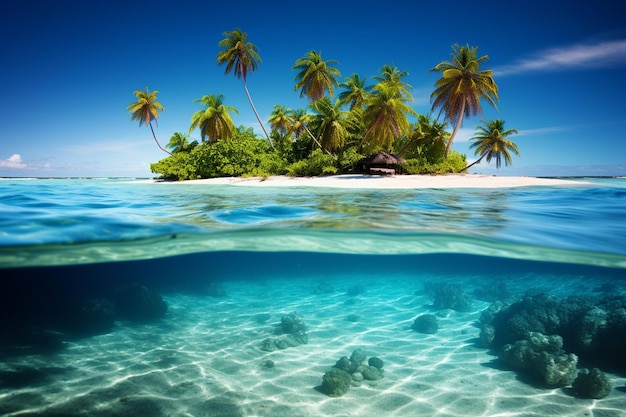 Beautiful tropical beach and sea with coconut palm tree in paradise island