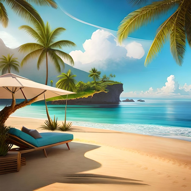 Beautiful tropical beach and sea with coconut palm tree Summer Background