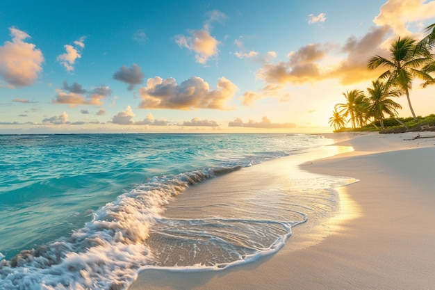 Beautiful tropical beach at sunrise