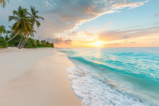 Beautiful tropical beach at sunrise