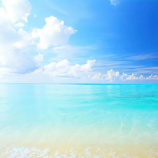 Beautiful tropical beach with blue sky and white clouds abstract texture background Generative AI