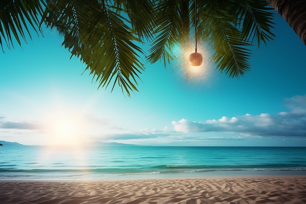 Beautiful Tropical Beach with Palm Trees Paradise Escape