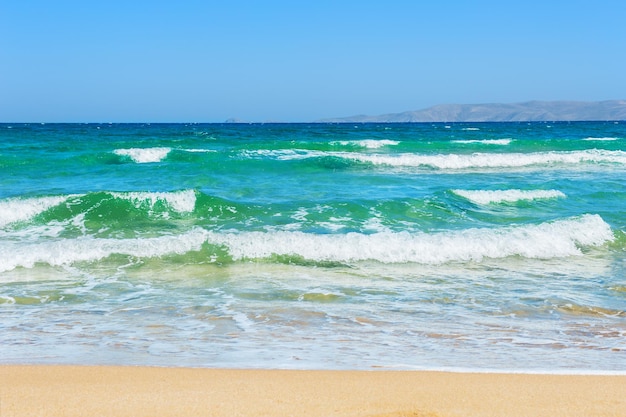 Beautiful tropical beach with turquoise water and white sand. Crete island, Greece