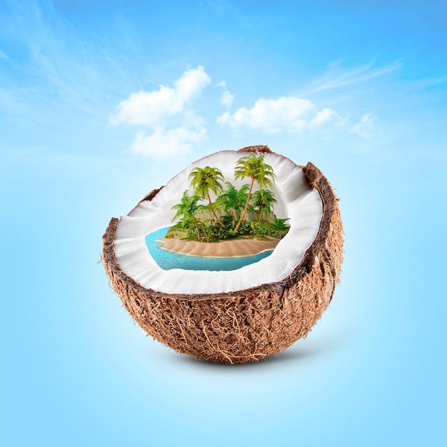 Beautiful tropical island in coconut traveling and vacation concept