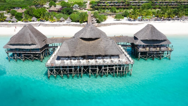 The beautiful tropical Island of Zanzibar aerial view sea in Zanzibar beach Tanzania