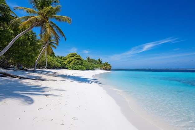 Beautiful tropical maldives island with white sandy beach and sea